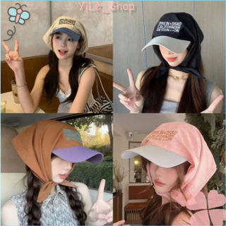 Glitzsiam🥳🥳สไตล์เกาหลี ผ้าคลุมศีรษะ ครีมกันแดด หมวกเบสบอล งานปักตัวอักษร แนวโน้ม อเนกประสงค์ ทำให้ใบหน้าดูเล็กลง