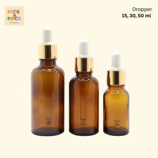 แพค 100 ขวด (พร้อมส่ง) ขวดแก้วดรอปเปอร์สีชา ขวดเซรั่ม Amber bottle dropper 15-30-50 ml