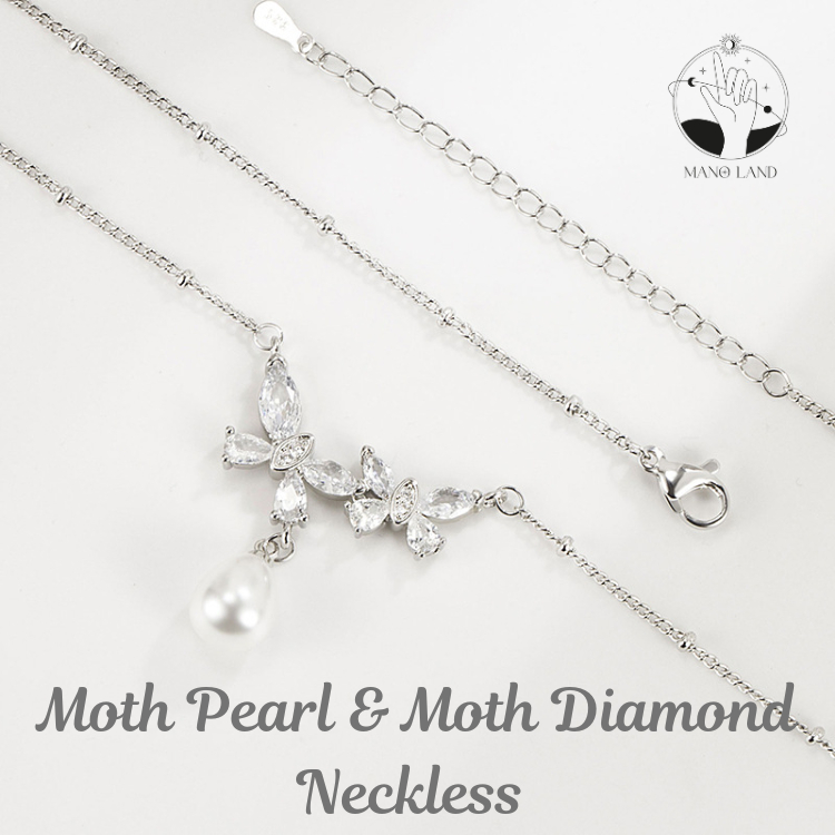 MNL💗สร้อยคอ Moth Diamond เพชร ผีเสื้อ มินิมอล เกาหลี ใส่ได้ทุกวัน ของขวัญ แฟชั่น เครื่องประดับ แมชง่