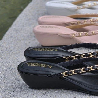 OHODOODEE รองเท้าส้นตึกหูหนีบสายโซ่ รุ่น "Luxury Chain Wedges" N7013