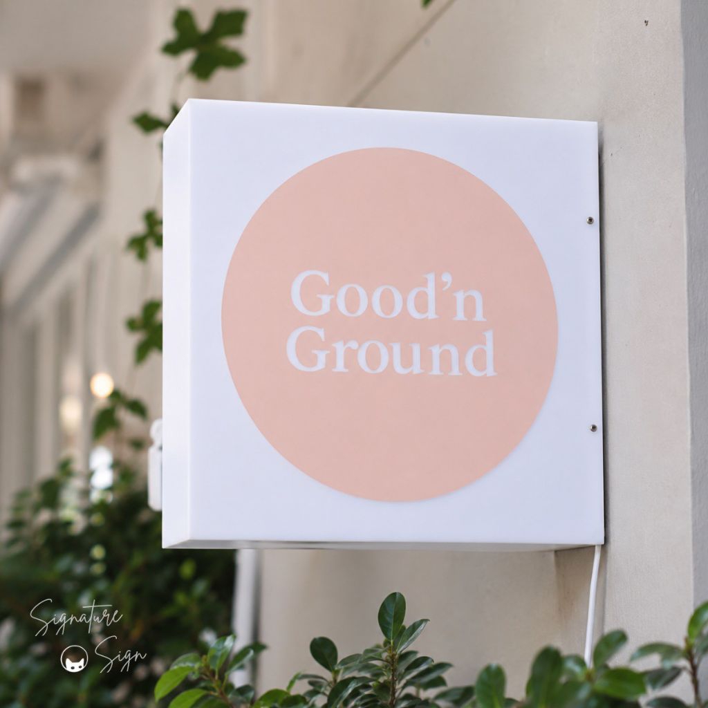 ป้ายไฟ Custom Logo Lightbox ป้ายไฟร้านกาแฟ ร้านเสริมสวย ร้านอาหาร ป้าบมินิมอล พร้อมอะแดปเตอร์ I แบบยื่นจากผนัง กันน้ำ