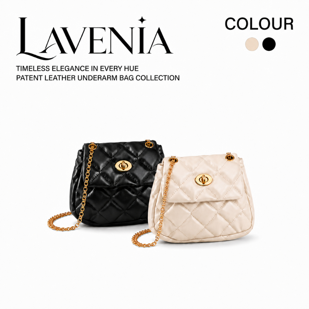 พร้อมส่ง LAVENIA กระเป๋าสะพายข้างผู้หญิงใบเล็ก มินิควิลท์โซ่ทอง หนัง  น้ำหนักเบา สำหรับเที่ยว คาเฟ่ และออกเดท