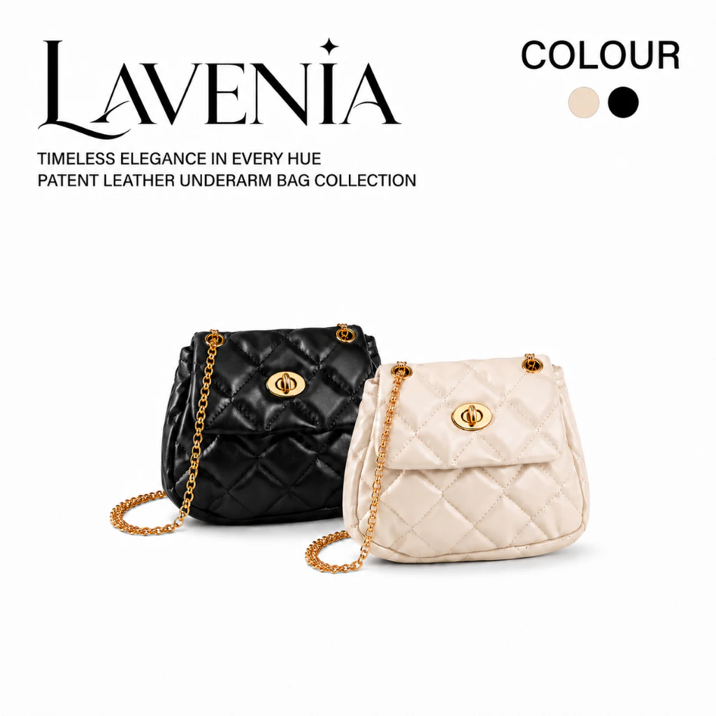 พร้อมส่ง LAVENIA กระเป๋าสะพายข้างผู้หญิงใบเล็ก มินิควิลท์โซ่ทอง หนัง น้ำหนักเบา สำหรับเที่ยว คาเฟ่ และออกเดท