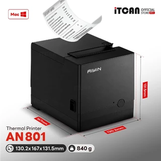 iTCAN เครื่องพิมพ์ใบเสร็จ AN801 เครื่องปริ้นใบเสร็จความร้อน ตัดกระดาษอัตโนมัติ รองรับกระดาษ 80MM