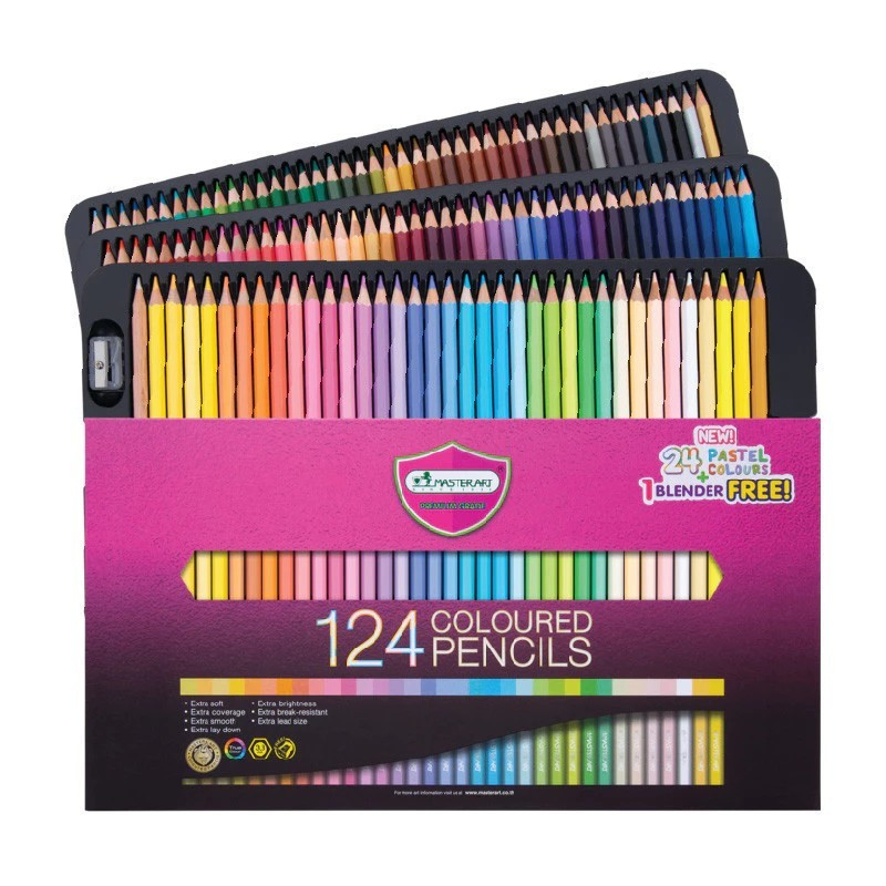 มาสเตอร์อาร์ต ดินสอสี 124 สี สีไม้ระบายภาพ สีสด ไส้นุ่ม งานศิลปะ วาดรูป ระบายง่าย พร้อมส่ง