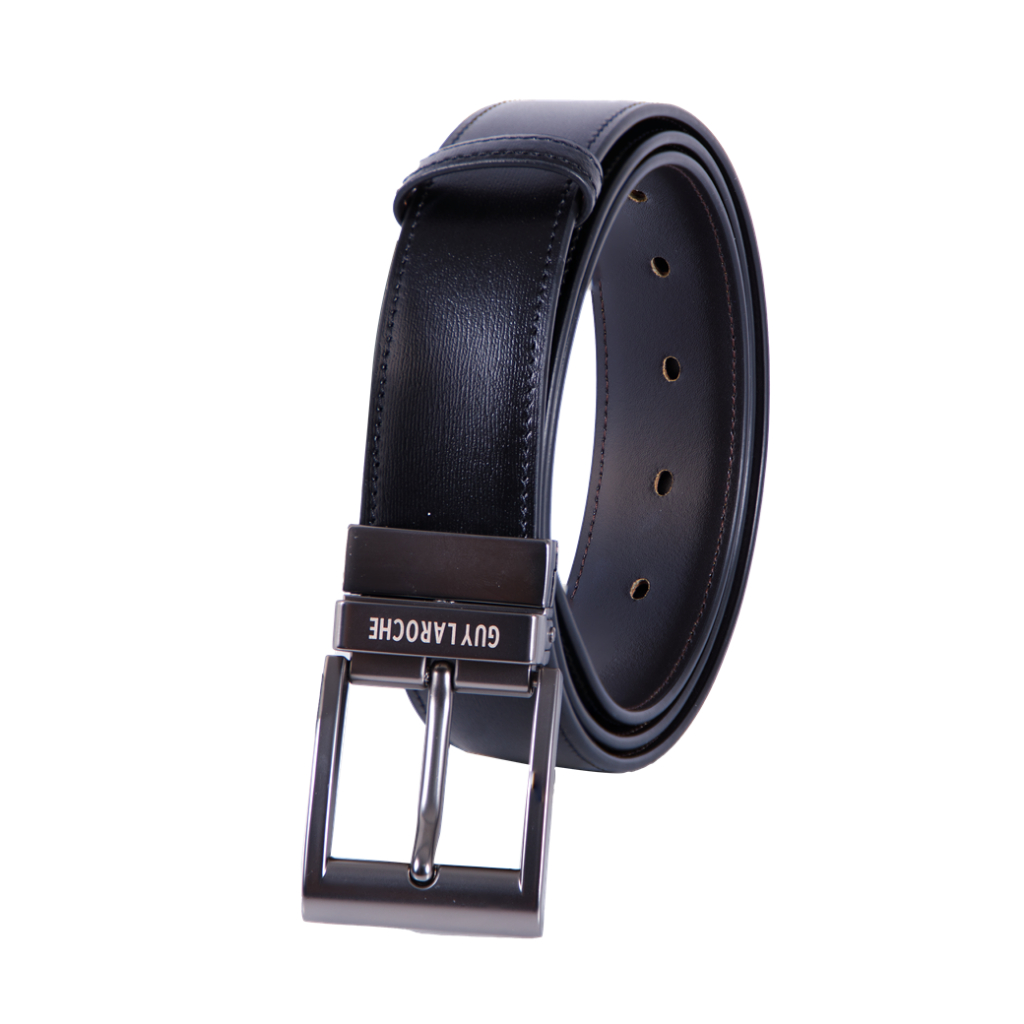Guy Laroche เข็มขัดหนังผู้ชาย แบบหัวเข็ม - สีดำ รุ่น BB52027S6BL