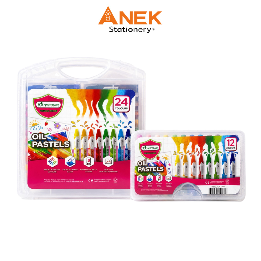 Master Art (มาสเตอร์อาร์ต) สีชอล์กน้ำมัน Oil Pastels รุ่น 12สี และ 24 สี กล่องพลาสติก (จำนวน 1 กล่อง)