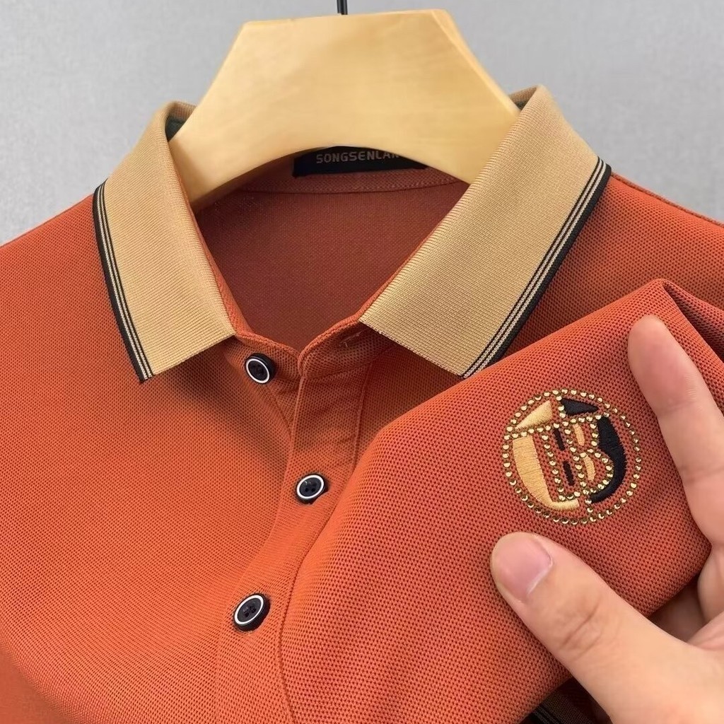 เย็บปักถักร้อย POLO ผู้ชายแขนสั้นแฟชั่นเกาหลีด้านบน