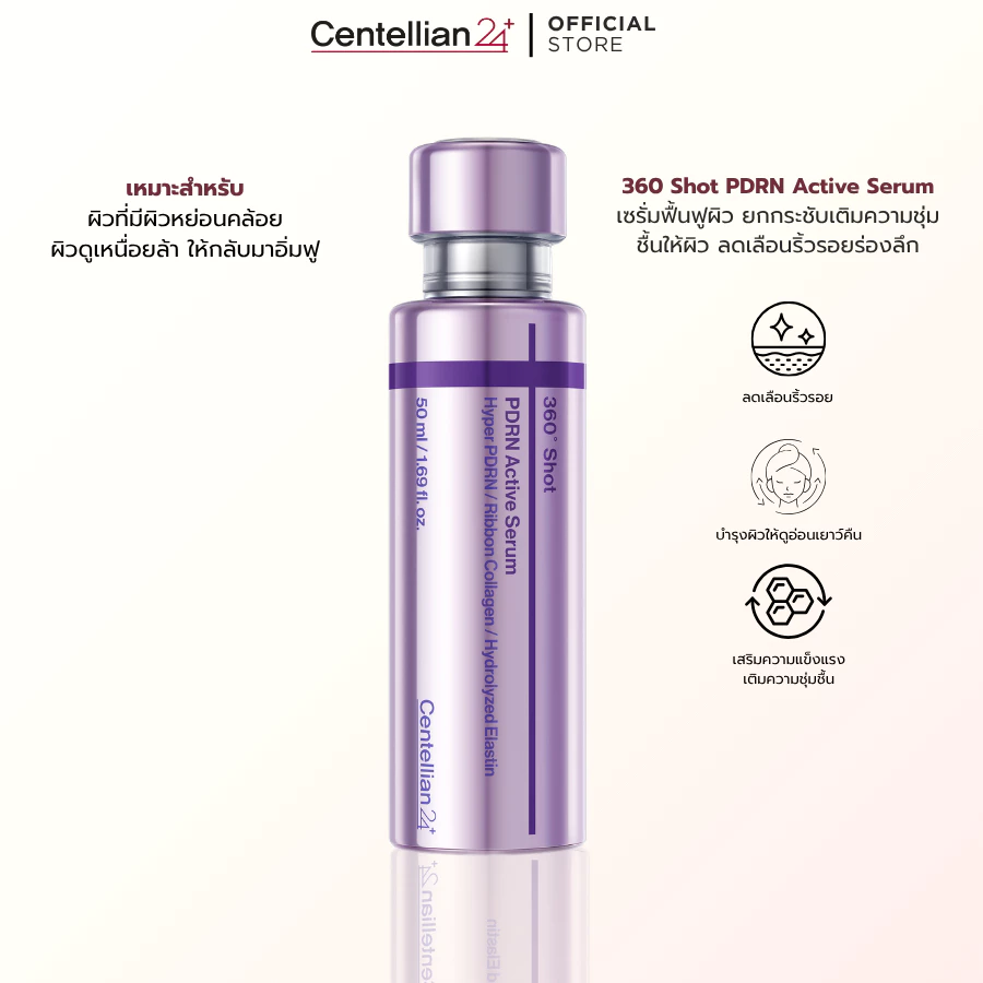 [Centellian24] 360 Shot PDRN Active Serum เซรั่มหน้าฟู ผิวฉ่ำโกลว์ ลดริ้วรอย กระชับรูขุมขน 50ml