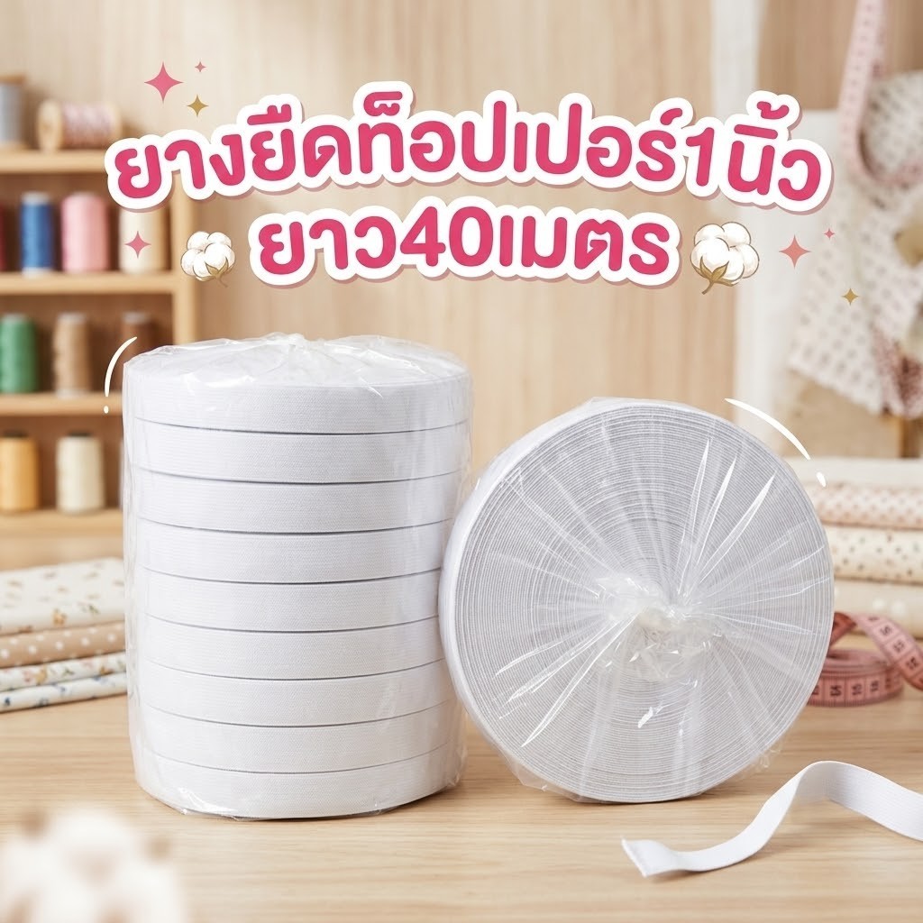 ยางยืดท็อปเปอร์ 1 นิ้ว(2.5ซม.)มีความยางยืดหยุ่น ทนต่อการใช้งาน