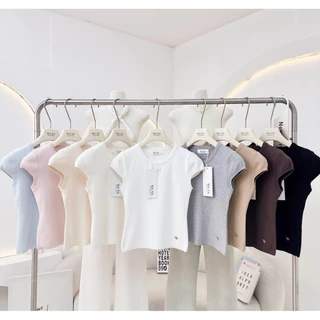 WA YA เสื้อยืดแขนเต่อ ปักโบว์หน้า