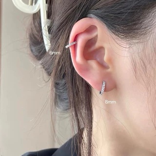 🤍✨ ต่างหูห่วงเพชรล้วน เรียบๆ; 6มม./ 8 มม./10 มม.