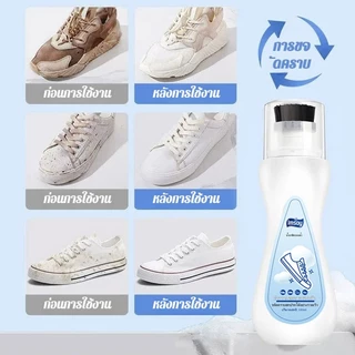 Imsoy 5PCS น้ำยาทำความสะอาดรองเท้าขาว พร้อมหัวแปรง ขจัดคราบเหลือง ไม่ต้องล้างน้ำ ขจัดคราบสกปรกฝังลึก