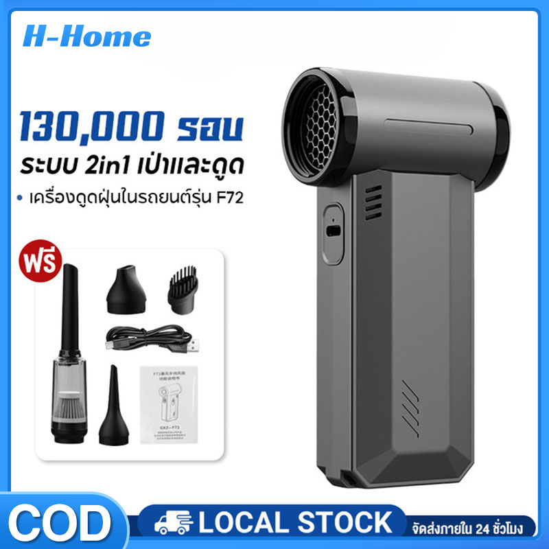 พัดลมเจ็ทไร้สาย GXZ-F72 แรงจัด 130000RPM ดูด/เป่า 2in1 8KPA เครื่องดูดฝุ่นพกพา อุปกรณ์ครบ เป่าลมจัดเต็ม