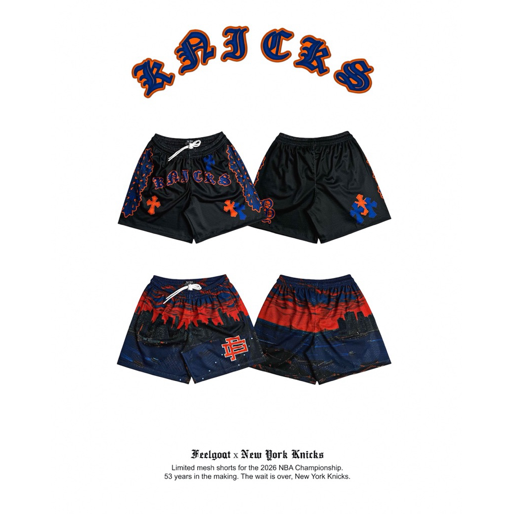 กางเกงขาสั้น กางเกงแฟชั่นเเนวสตรีท กางเกงบาส  FEELGOAT 'NEW YORK KNICKS' PREMIUM MESH SHORTS