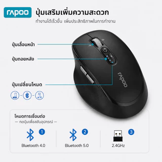 Rapoo M680 เมาส์ไร้สายมัลติโหมด Bluetooth 5.0/2.4G เชื่อมต่อได้ 3 อุปกรณ์ เสียงเงียบ พกพาสะดวก