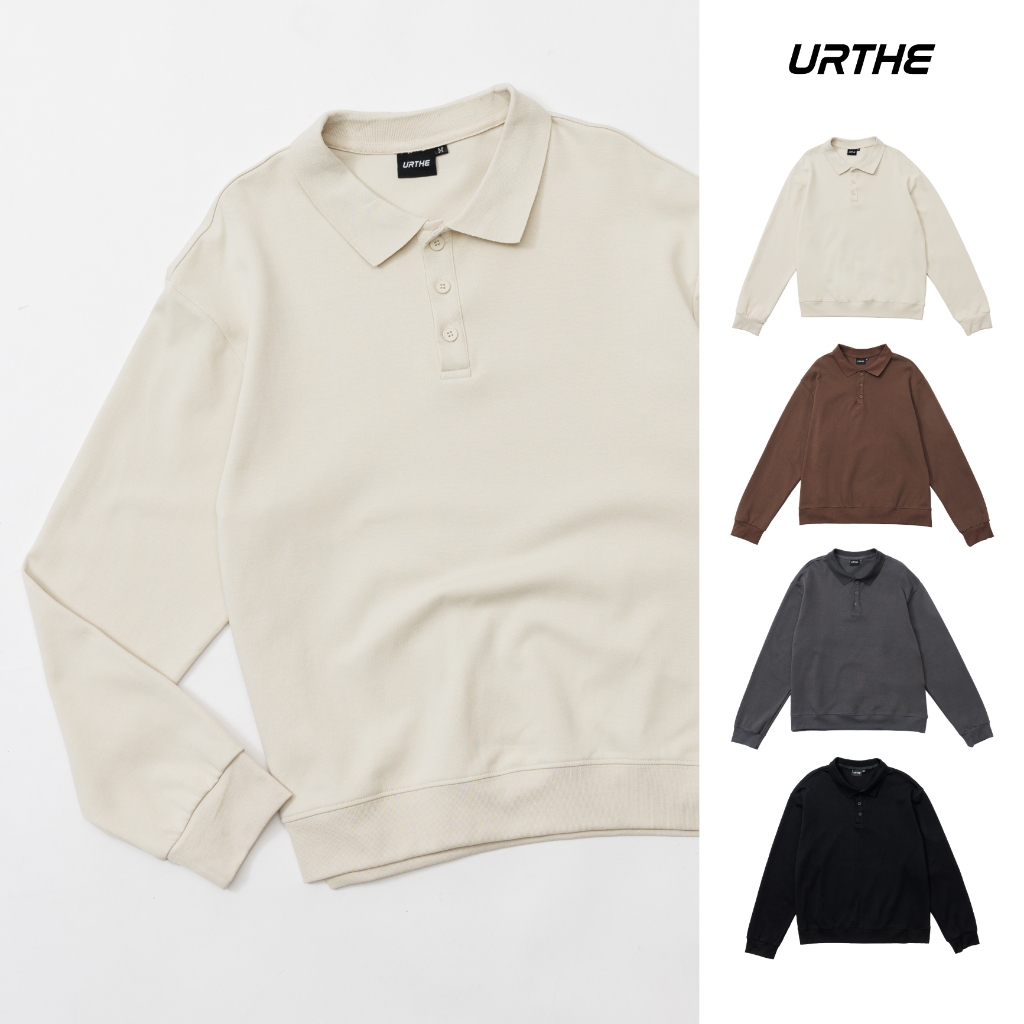 URTHE - เสื้อโปโล แขนยาว รุ่น SOFT LONG SLEEVE POLO SHIRT