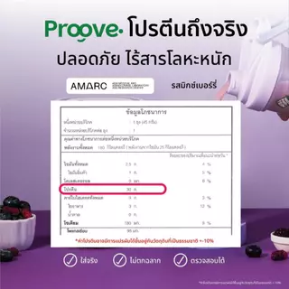 Proove โปรตีนพืช รสมิกซ์เบอร์รี (Mixed Berries) สารสกัดจาก ตระกูลเบอร์รี่รวม 3 ชนิด มี Probiotic 1.35 พันล้านตัว