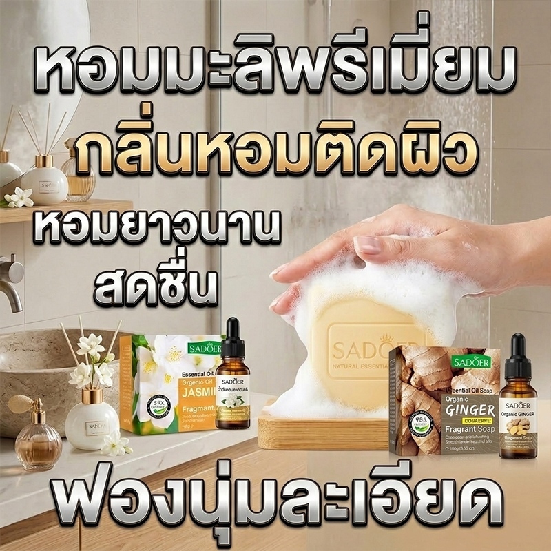 กลิ่นหอมติดผิว สบู่น้ำหอมพรีเมียม หอมติดผิวยาวนาน ฟองนุ่มละเอียด ทำความสะอาดผิว ให้ความสดชื่นตลอดวัน ฟองนุ่มละเอียด