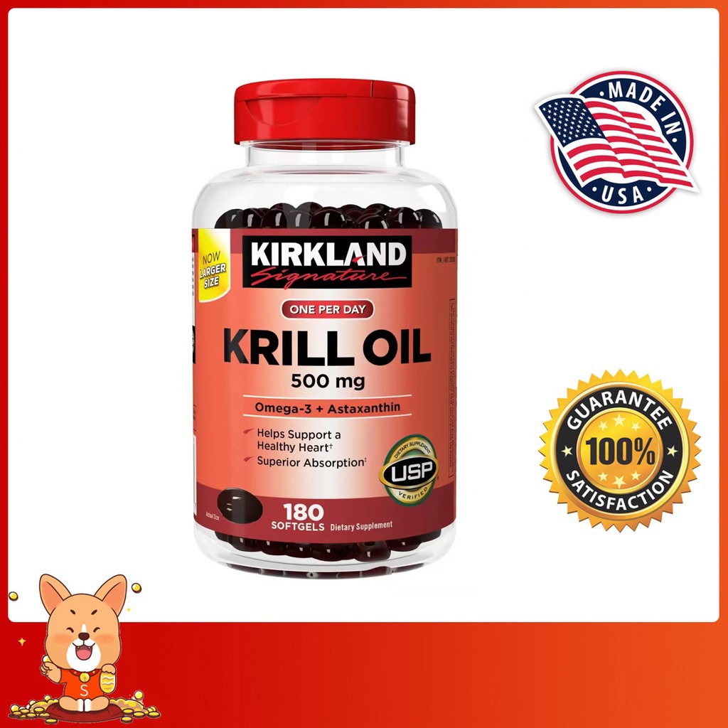 (Exp.07/2027)Kirkland Signature Krill Oil 500 mg 180 Softgels