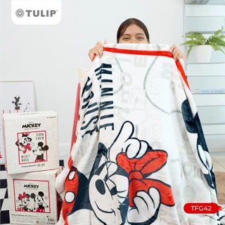 Tulip Fleece ผ้าห่มขนแกะเทียม TFG42 Mickey & Minnie ลิขสิทธิ์แท้ Disney ดิสนีย์ ผ้าห่มฟลีซ สัมผัสนุ่มพกพาสะดวก