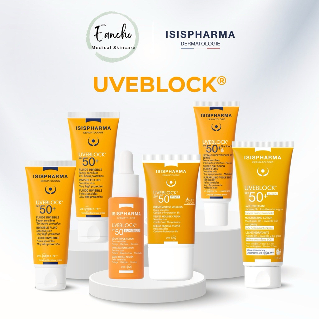 ISISPHARMA UVeBlock SPF50+ 40ml ครีมกันแดด มีเนื้อสีขาวน้ำนม และสีเบจ ป้องกัน ผิวหมองคล้ำ