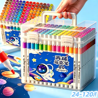 ปากกามาร์เกอร์อะคริลิคกันน้ำ มีให้เลือก24/36/48/60/80/100/120 สี วาดเขียนได้บนกระจก พลาสติก หรือโลหะ เครื่องเขียนวาดรูป