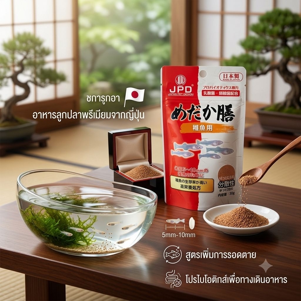 อาหารลูกปลาขนาด5-10mm nichido JPD นำเข้าจากญี่ปุ่น เน้นเรื่องเจริญเติบโต ขนาด30g