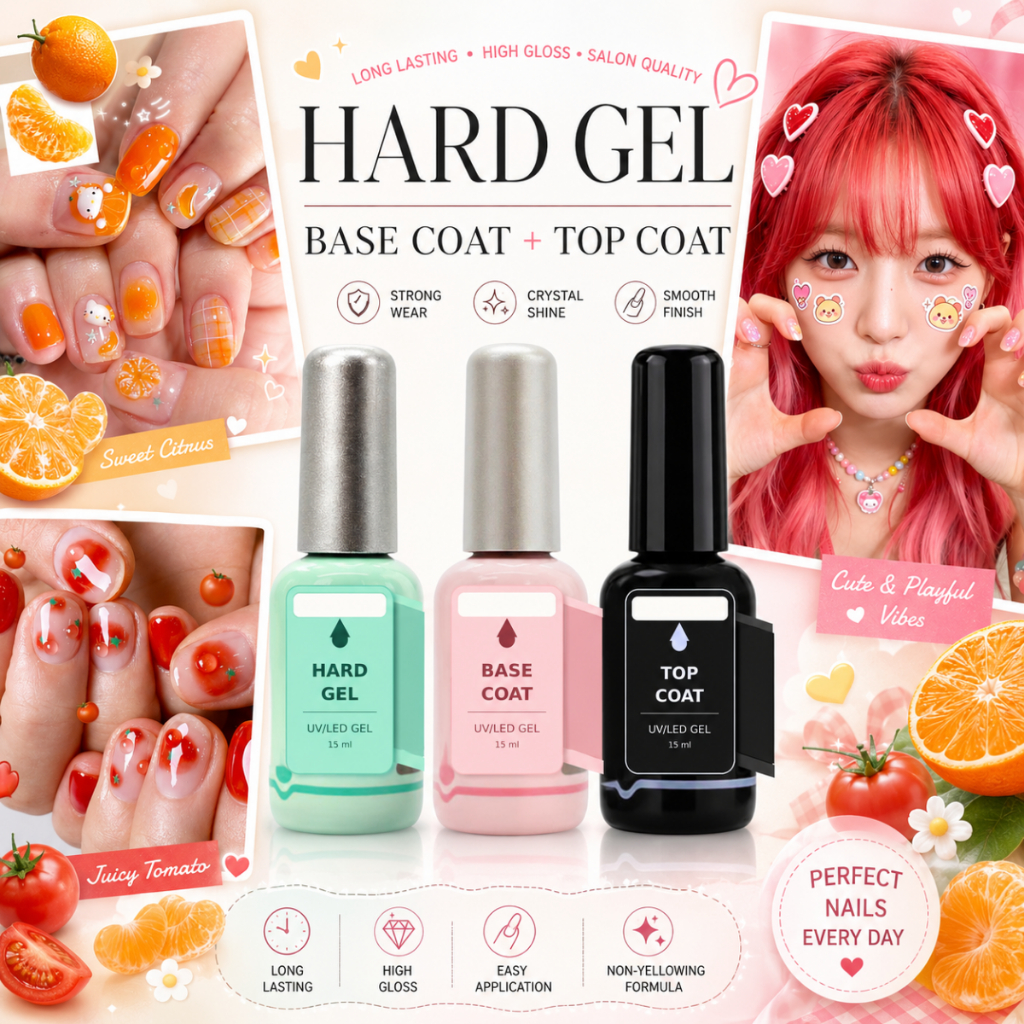 เจลทาเล็บ  Base Top coat 6ml ท็อปโค้ทเบสโค้ท เจลขัดเงา สีรองพื้น  สีเจล ต้องใช้เครื่องอบเจลยูวีเจลขัดเงา