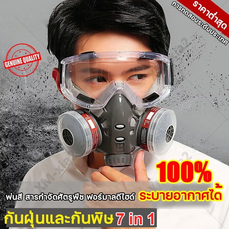 👍ของแท้ 100%👍HWJหน้ากากกันสารเคมี พร้อมตลับกรองฟิลเตอร์ กันกลิ่นทินเนอร์ ยาฆ่าแมลง หน้ากากป้องกันแก๊สพิษ หน้ากากแก๊ส
