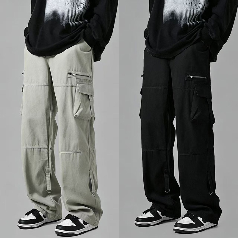 พร้อมส่งจากไทย กางเกงขายาวผู้ชาย กางเกงคาร์โก้ กางเกงขาตรงผู้ชาย สไตล์เกาหลี ทรงหลวม ทำจากผ้าคุณภาพดีสวมใส่สบาย #N2046