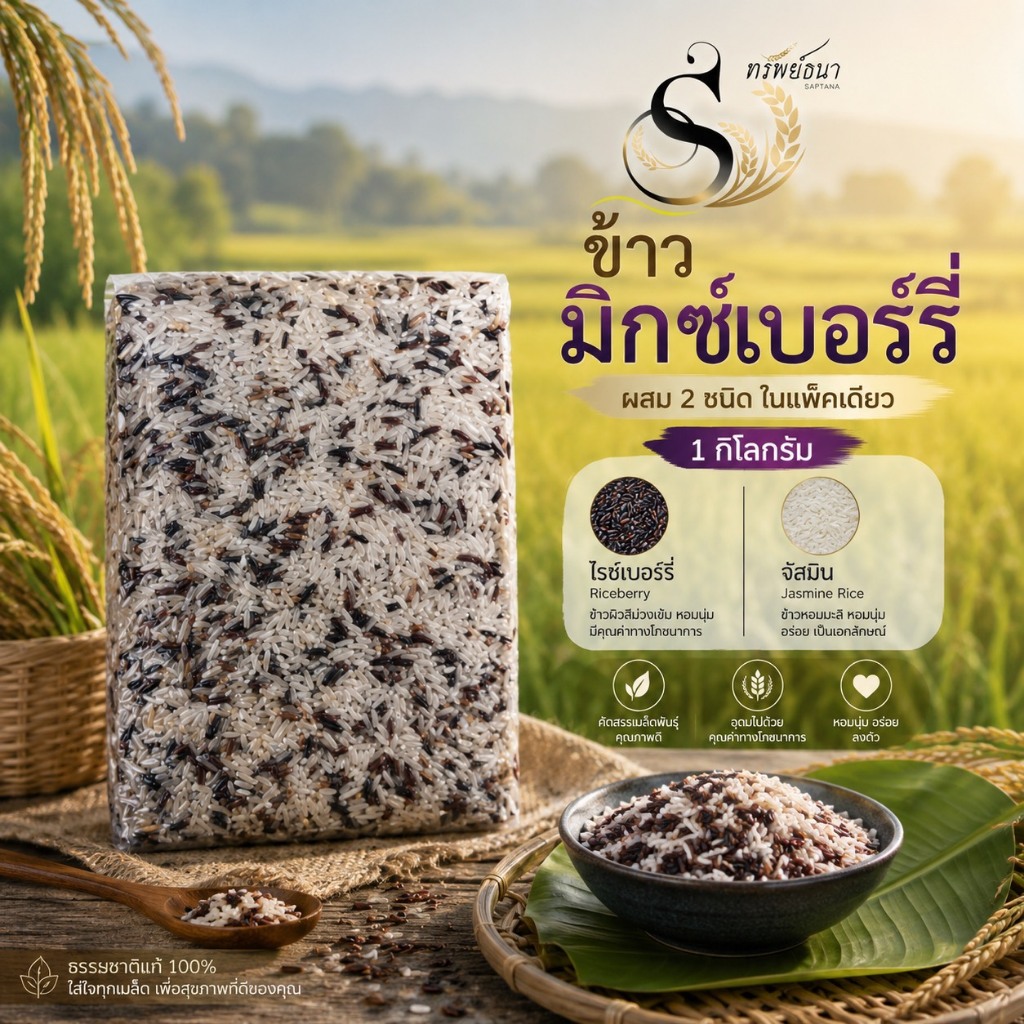 ข้าวมิกซ์เบอร์รี่ คัดพิเศษ 1 กิโลกรัม ตราทรัพย์ธนา