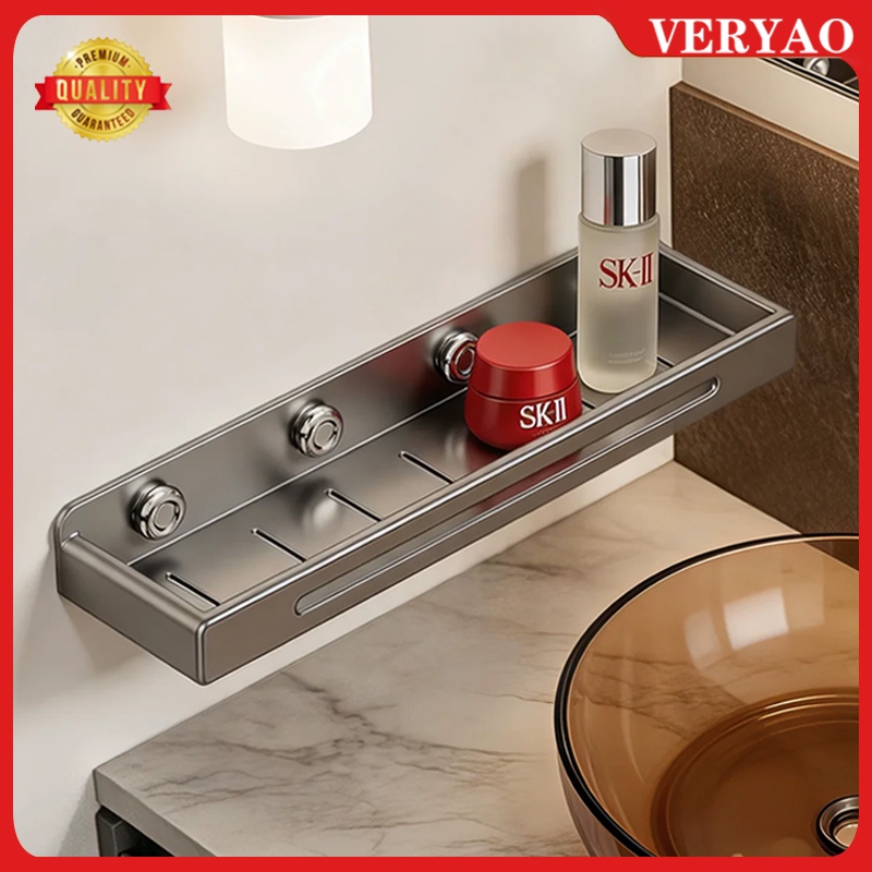 VERYAO ชั้นวางของในห้องน้ำแบบติดผนัง – ไม่ต้องเจาะรู ผลิตจากเหล็กกล้าคาร์บอนและ ABS กันน้ำ กันสนิม และรับน้ำหนักได้ดี