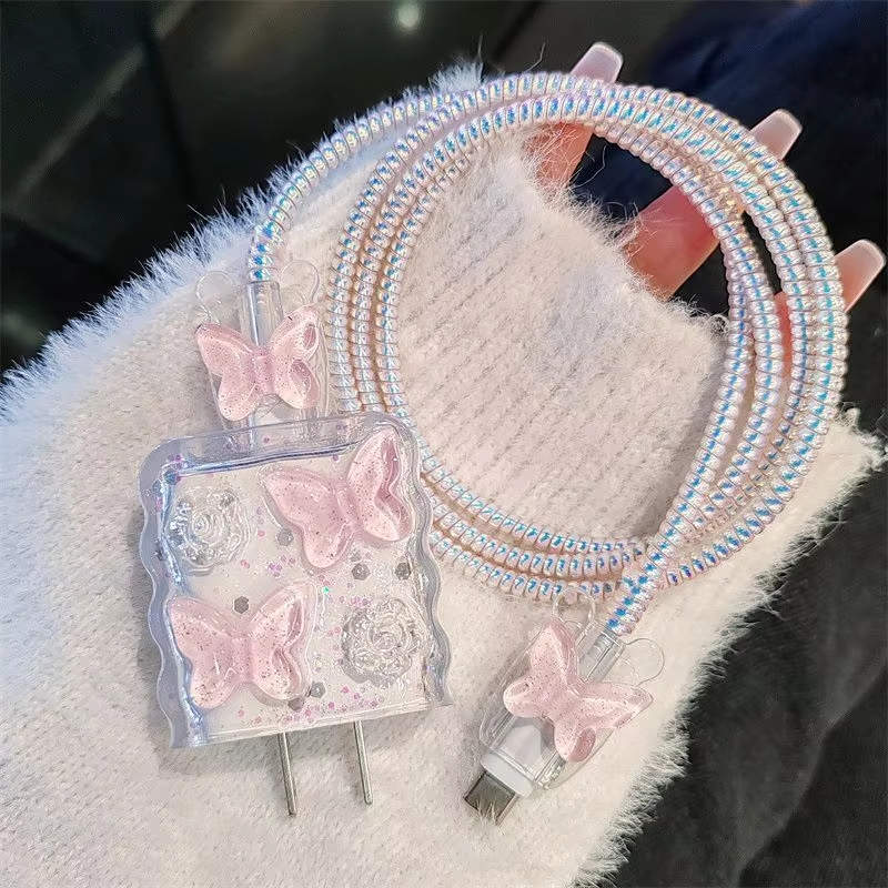 เคสซิลิโคน 3D น่ารัก ฝาครอบป้องกันตัวชาร์จ สําหรับเครื่องชาร์จแอปเปิ้ล 18/20w ที่ชาร์จ iphone เคสม้วนเก็บสายเคเบิล