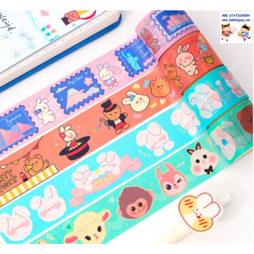 เทปตกแต่งลายการ์ตูน วาชิเทป เทปสี เทปกระดาษลายการ์ตูน ขนาด 3 cm x 300 cm
