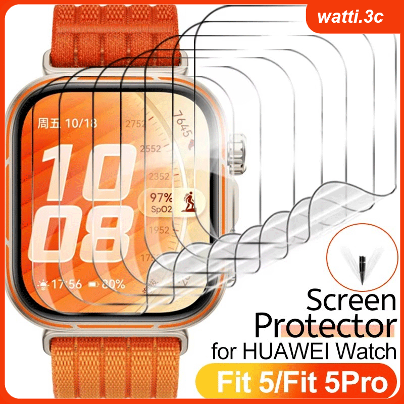 ตัวป้องกันหน้าจอสำหรับ Huawei Watch Fit 5/5 Pro ฟิล์มไฮโดรเจลแบบยืดหยุ่น HD Clear Full Protection (ไม่ใช่กระจก