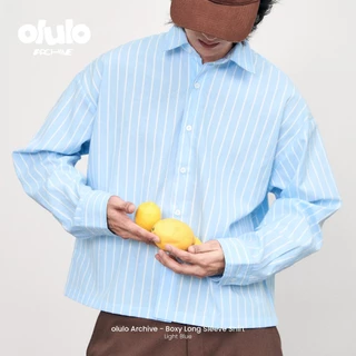 olulo Archive - Boxy Long Sleeves Shirt เสื้อเชิ้ตแขนยาวสีฟ้าอ่อนทรง Boxy