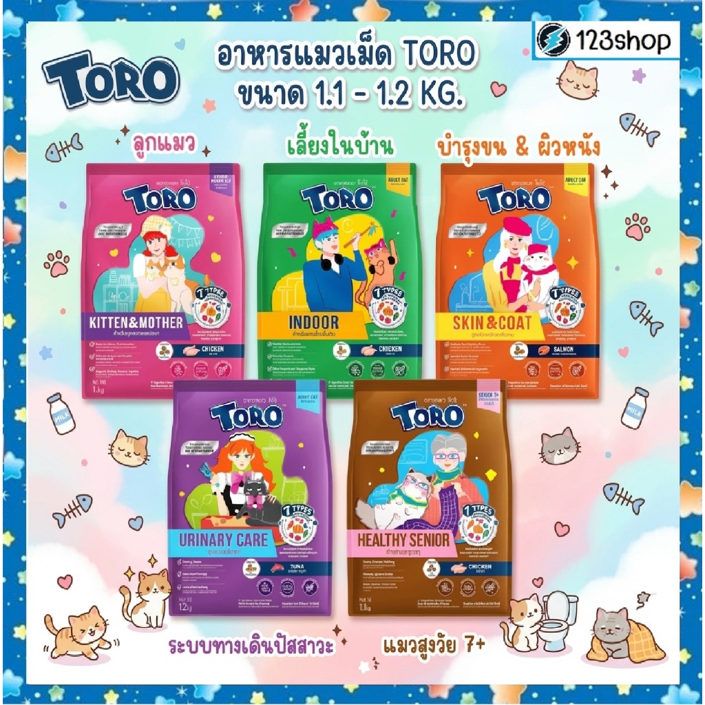 **ไลฟ์มีcode40%**Toroโทโร่ อาหารเม็ดแมว สูตรComplete&Balanced ขนาด1.1-1.2kg