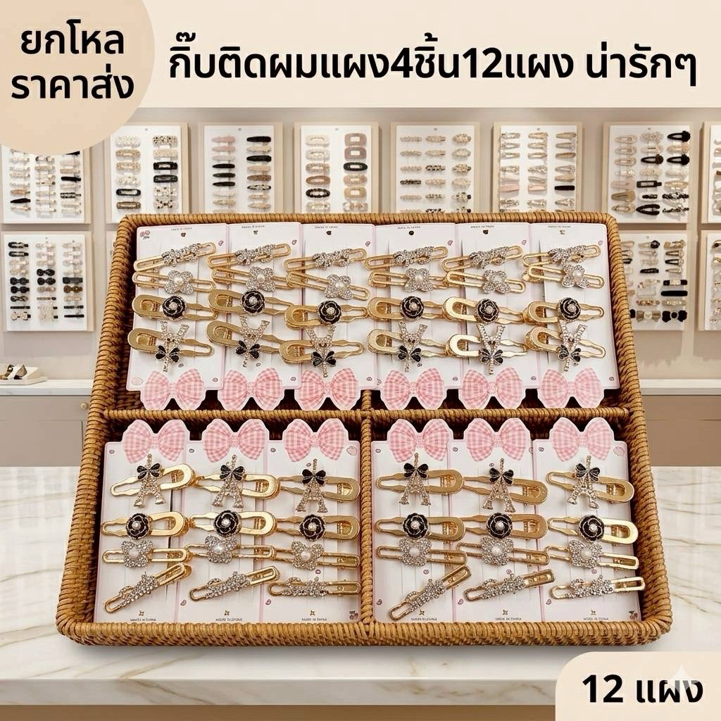 🔥ยกโหล 🔥 กิ๊บติดผม 12 แผง G075