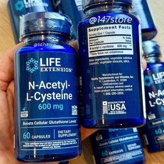 [แท้100%] NAC 600 mg Life Extension USA | บำรุงตับ ล้างพิษ เสริมภูมิคุ้มกัน ผิวใส | ฉลากใหม่ USA | 60 แคปซูล
