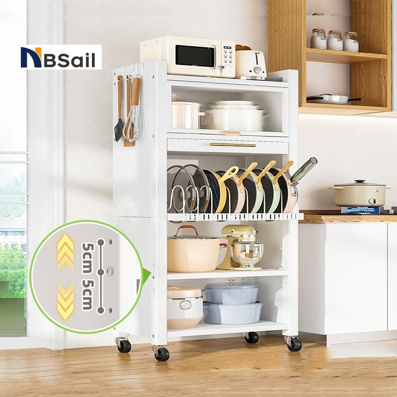 NBSail รถเข็นตู้แบบมีลิ้นชัก ชั้นวางไมโครเวฟอเนกประสงค์