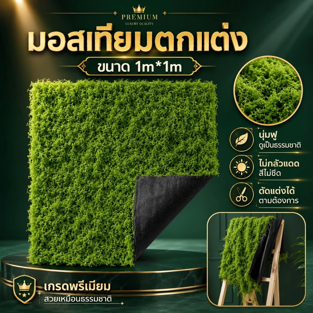 แผ่นหญ้ามอสเทียมสำหรับตกแต่งสวน สามารถตัดและต่อได้เอง สีสันสดใส ของตกแต่งบ้าน ของแต่งสวน ใช้งานยาวนาน