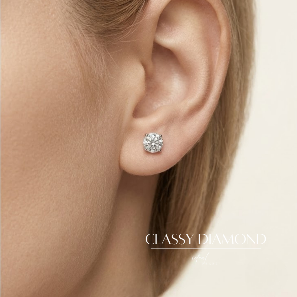iDEAL ต่างหูเงินแท้ Classy Diamond ตุ้มหูเพชร ตุ้มหูเงิน ต่างหูแฟชั่น ตุ้มหูผู้หญิง ต่างหูเพชร