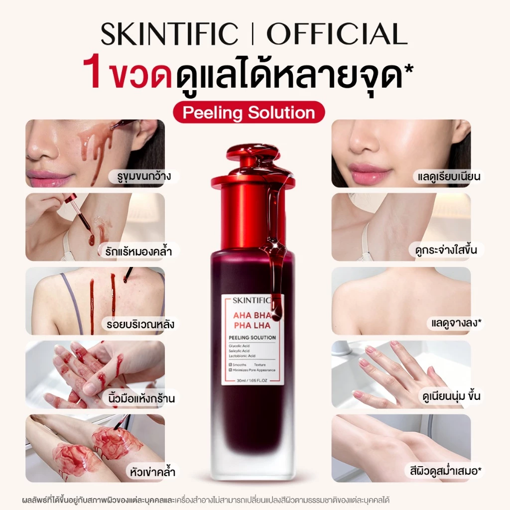 [new]SKINTIFIC AHA BHA PHA LHA PEELING SOLUTION ผลัดผิวเสีย เผยผิวดูเนียนนุ่ม รูขุมขนดูกระชับ อัพผิวดูกระจ่างใส thumbnail 4
