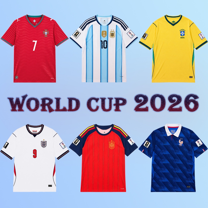 เสื้อทีมชาติอาร์เจนตินา/โปรตุเกส/ฝรั่งเศส/อังกฤษ/สเปน/บราซิล สำหรับฟุตบอลโลก 2026 - เนื้อผ้าสวมใส่สบายและระบายอากาศได้ดี