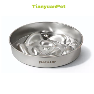 ชามอาหารสุนัข ชามชะลอการกิน Pet food bowl วัสดุสแตนเลส ไม่เป็นสนิม ฐานกันลื่น ขอบต่ำ กินสะดวก ช่วยชะลอการกิน
