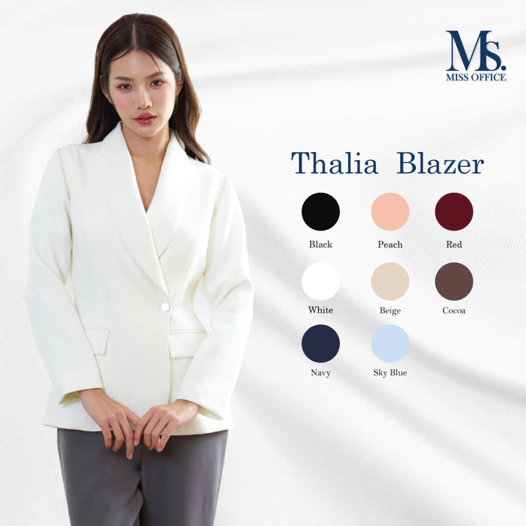 Miss office เสื้อสูทปกกล้วยทบป้ายกระดุม 1 เม็ด (MB-046)