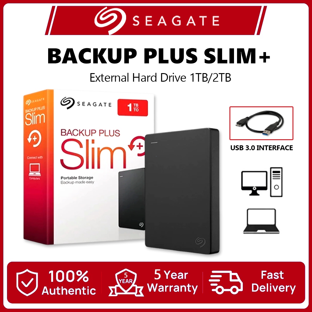 【รับประกัน 5 ปี】Seagate ฮาร์ดดิสก์ภายนอก Portable Harddisk HDD 1TB  2TB USB 3.0 ฮาร์ดดิสก์พกพา External Hard Drive