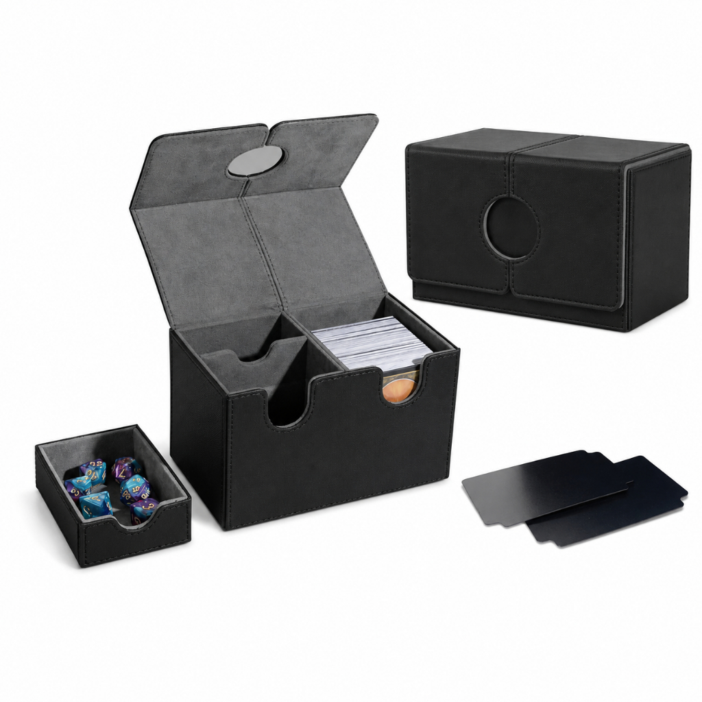 Magnetic Deck Box กล่องใส่การ์ดแม่เหล็กหนัง PU พรีเมียม จุ 100+ ใบ พร้อมช่องเก็บอุปกรณ์ เหมาะสำหรับ TCG / MTG / Pokemon