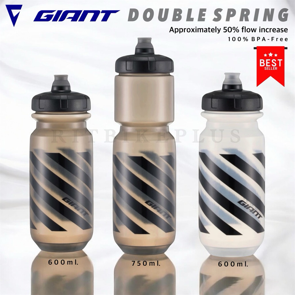 New!!! กระติกน้ำจักรยาน Giant Double Spring 600&750cc. BPA-free จุกระบบใหม่ น้ำพุ่งแรงขึ้น 50 % สินค้าบริษัท